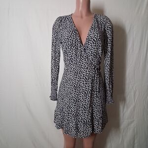Abercrombie & Fitch Floral Long Sleeve Wrap Mini Dress,Size S.